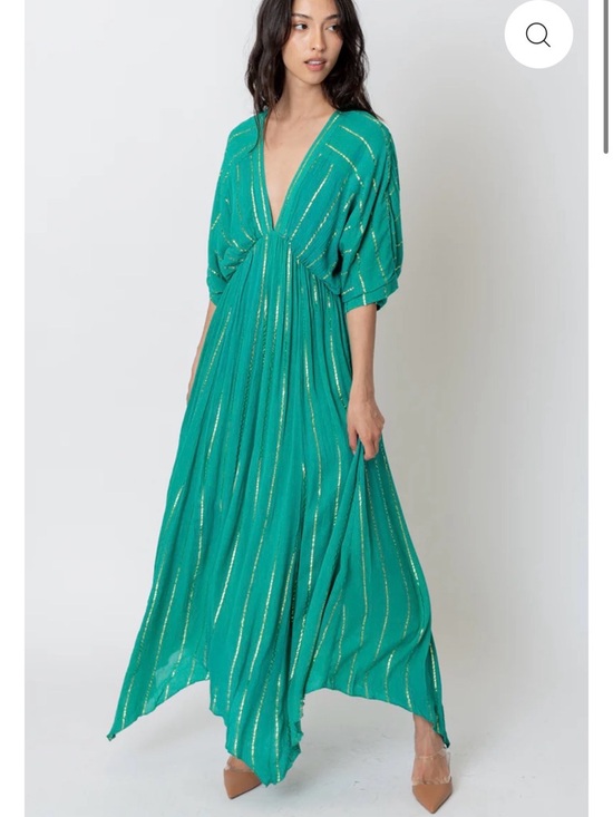 En Creme Dresses & Skirts - En Crème sold out Sabrina Lurex Kimono Maxi boho hippie Dress in teal, sz small